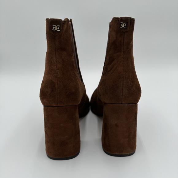 Sam Edelman Chara Brown Suede Ankle Boots Womens Size 10 Square Toe Pull On - Picture 5 of 10